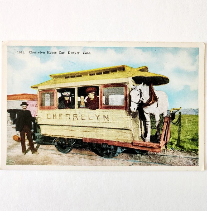 Cherrelyn Horse Railway Car Postcard Colorado Denver c1940-50s Transport DWS5D