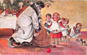 Christmas Santa Claus White Robed Children Postcard 515165