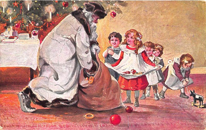 Christmas Santa Claus White Robed Children Postcard 515165