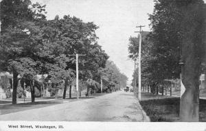 Waukegan Illinois West Street Antique Postcard J44334