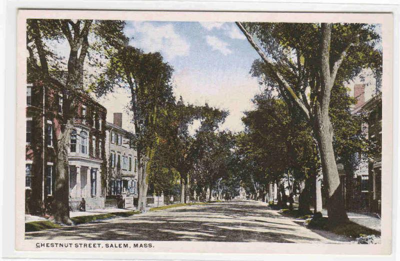 Chestnut Street Salem Massachusetts 1920c postcard