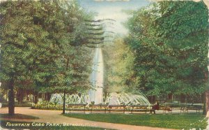 Detroit Michigan Fountain in Cass Park 1910 Postcard Used