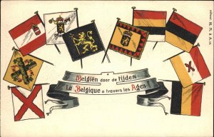 Belgium Belgian Flags Patriotic Belgien door de Rijden No. 14 Vintage Postcard