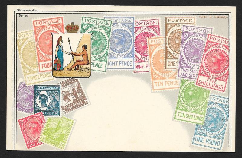 SOUTH AUSTRALIA Stamps on Postcard Unused c1910s