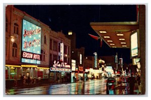 Yonge Street View Night Toronto Ontario Canada UNP Chrome Postcard U25