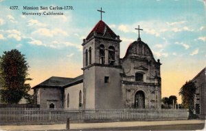 Mission San Carlos 1770 Monterey California CT Photochrom Eno Postcard