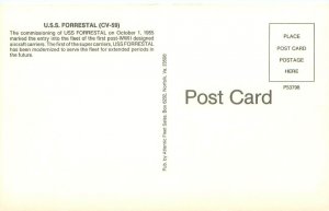 USS Forrestal CV-59 Chrome Postcard Unused