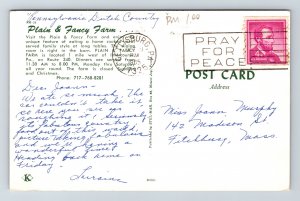 Intercourse Pennsylvania Plain & Fancy Farm Chrome Cancel WOB Postcard