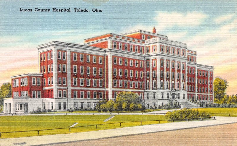 Lucas County Hospital, Toledo, Ohio, Early Linen Postcard, Unused