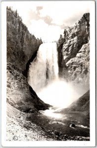 Postcard RPPC c1930s Wyoming Yellowstone Lower Falls From Below by Haynes