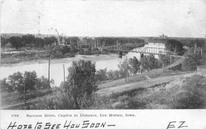 Capitol Des Moines Iowa Raccoon River 1907 Postcard undivided 550