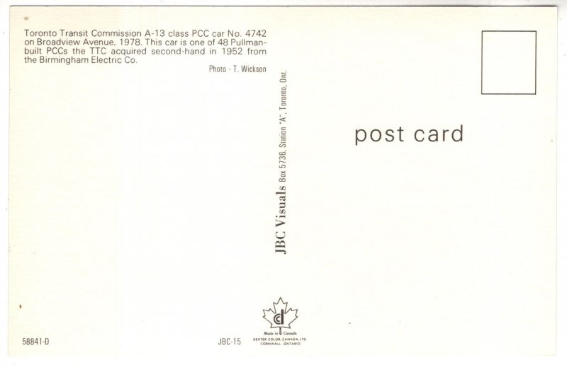 Toronto Transit Trolley, Broadview Ave, Toronto, Ontario