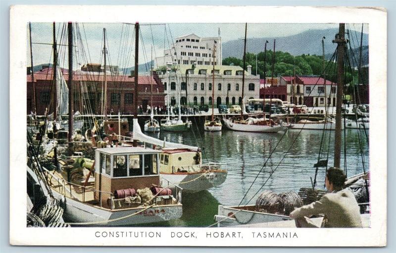 Postcard Tasmania Hobart Constitution Dock Harbor Pentothal Sodium Ad M15