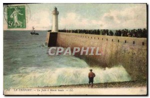 Postcard Old Treport la Jetee has high Maree