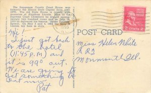 Springfield Illinois Sangamon County Courthouse 1955 Linen Postcard Used