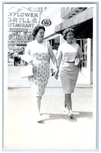 1962 Women Mayflower Grill AAA Stoneciphers Hot Springs AR RPPC Photo Postcard