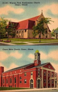 Illinois Cicero Warren Park Presbyterian Church and Cicero Bible Church Curteich