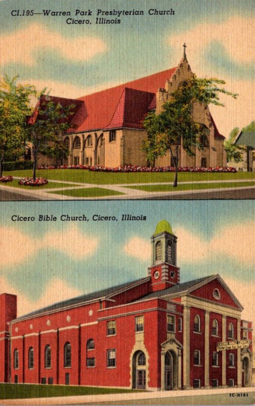 Illinois Cicero Warren Park Presbyterian Church and Cicero Bible Church Curteich
