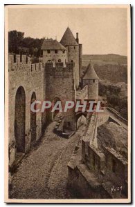 Old Postcard in Carcassonne la Cite and the Machicoulis Gate Senechal