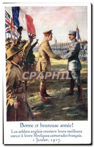 Old Postcard Good and Happy Year The English Soldiers Send Greetings Army