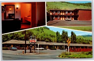 Roadside~3 Views of Green Well Motel La Grande Oregon~Vintage Postcard