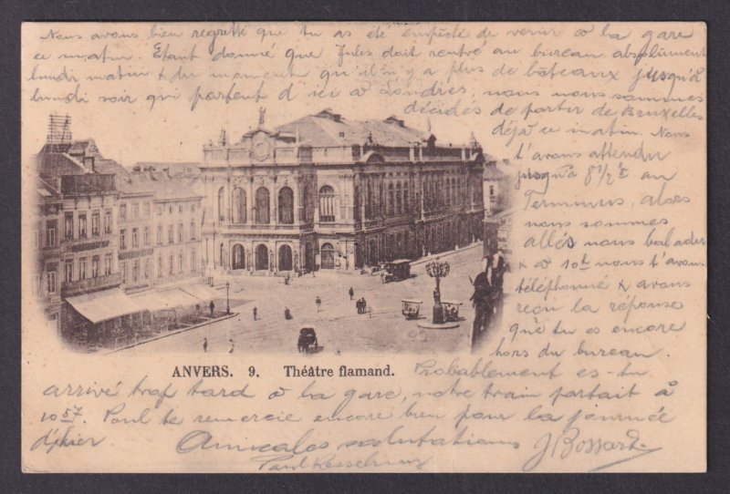 Vintage Postcard Belgium Antwerp Flemish Theatre 1899