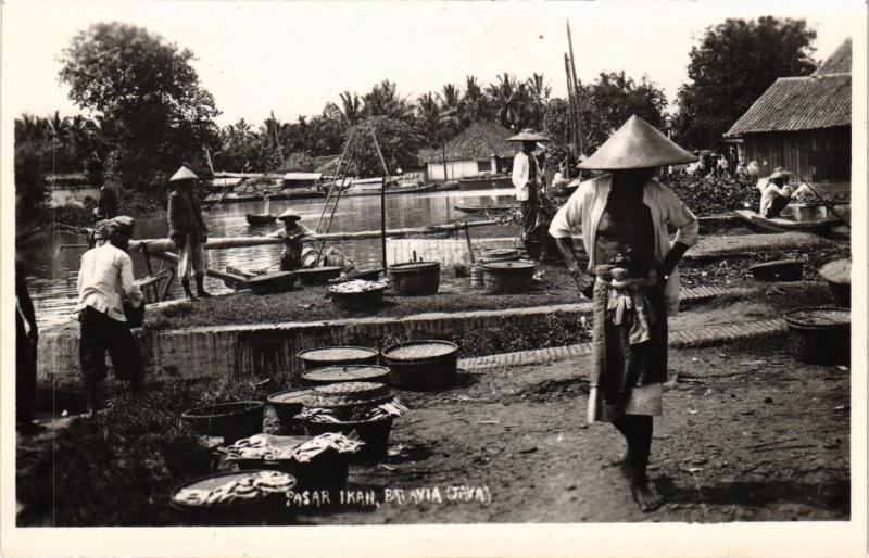 CPA AK INDONESIA DUTCH INDIES - Pasar Ikan Batavia JAKARTA real photo (a1751)