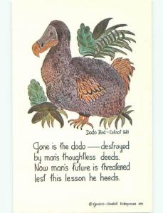 1971 Postcard EXTINCT DODO BIRD - ENVIRONMENTALISM - ENVIRONMENT W5241-12