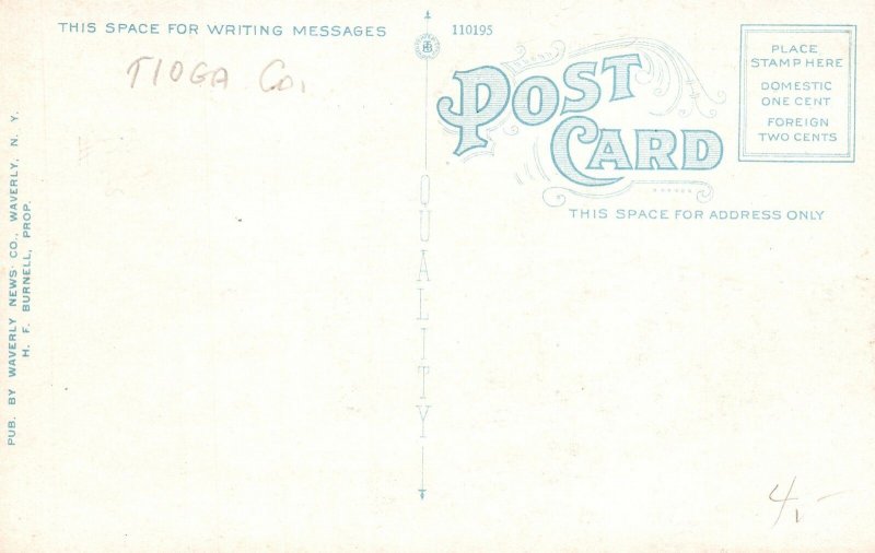 Vintage Postcard Corner Broad And Fulton Streets Waverly New York