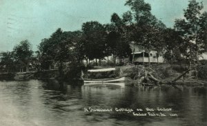 Vintage Postcard 1909 A Summer Cottage on the Cedar Falls Iowa IA