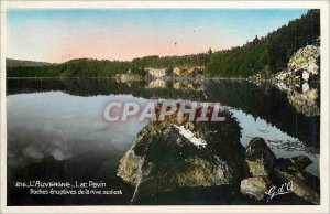 Modern Postcard Auvergne Pavin lake eruptive rocks of the southern shore is