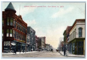 c1910's View Of Central Avenue Looking East Fort Dodge Iowa IA Antique Postcard