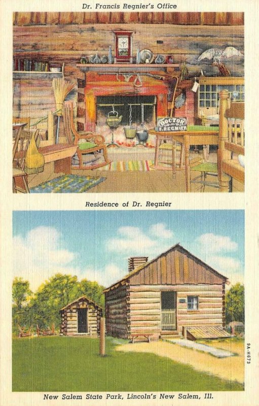 Illinois  LINCOLN'S NEW SALEM STATE PARK  Dr Regnier Office & Home  IL Postcard