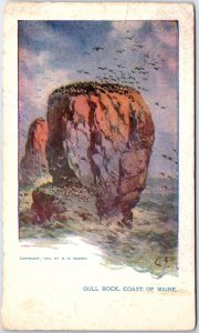 VINTAGE POSTCARD VIEW OF GULL ROCK ON THE COAST OF MAINE (1904) PIONEER CARD