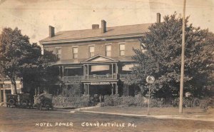 RPPC HOTEL POWER CONNEAUTVILLE PENNSYLVANIA REAL PHOTO POSTCARD (c. 1920s)