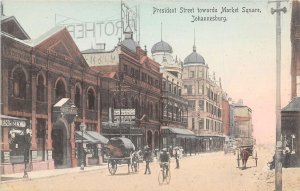 President Street Towards Market Square Johannesburg South Africa 1910c postcard