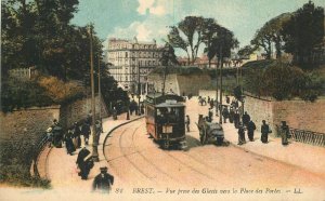 Postcard France Brest  C-1910 Trolley Street Scene Louis Levy 23-4562