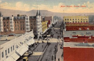 J40/ Boise Idaho Postcard c1910 Main Street Stores Trolley People 208