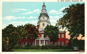 Vintage Postcard State Capitol Historical Bldg. Annapolis Maryland Geo J. Davis