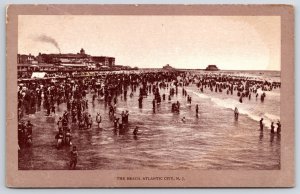 The Beach Atlantic City New Jersey NJ Crowd Entertainment Place Crowd Postcard