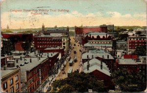 Vtg Portland Maine Congress Street from Fidelity Trust Building 1910s Postcard