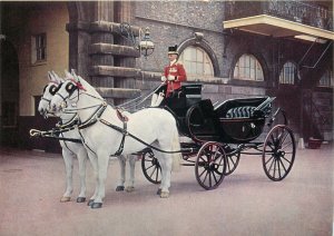 Royal Mews Buckingham Palace Tuck Postcard Barouche with two Greys