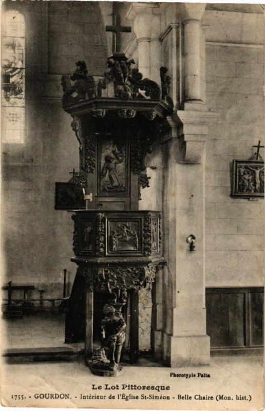 CPA Le Lot.. GOURDON Interieur de l'Église St-Simeon Belle Chaire (223880)