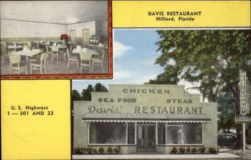 Hilliard FL Davis Restaurant Roadisde Linen Postcard