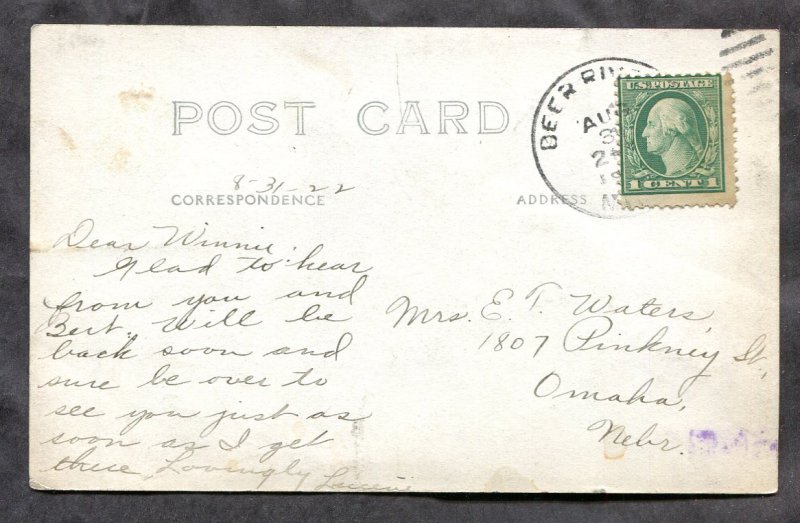 dc1866 - Postmark DEER RIVER Minnesota 1922 Lake. Photo Postcard