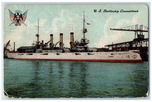 1909 US Battleship Connecticut Kansas City Missouri MO Posted Antique Postcard 