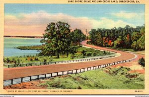 Louisiana Shreveport Lake Shore Drive Around Cross Lake 1952 Curteich