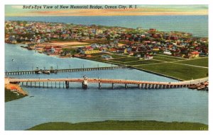 Vintage 1940s Postcard Bird's Eye View of New Memorial Bridge Ocean City NJ