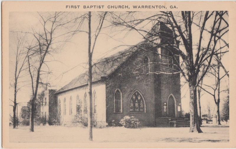 Georgia Ga Postcard c1920-30s WARRENTON First Baptist Church