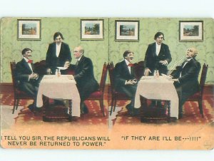 Bamforth Comic MEN TALK ABOUT REPUBLICANS AT DINNER TABLE AC0043